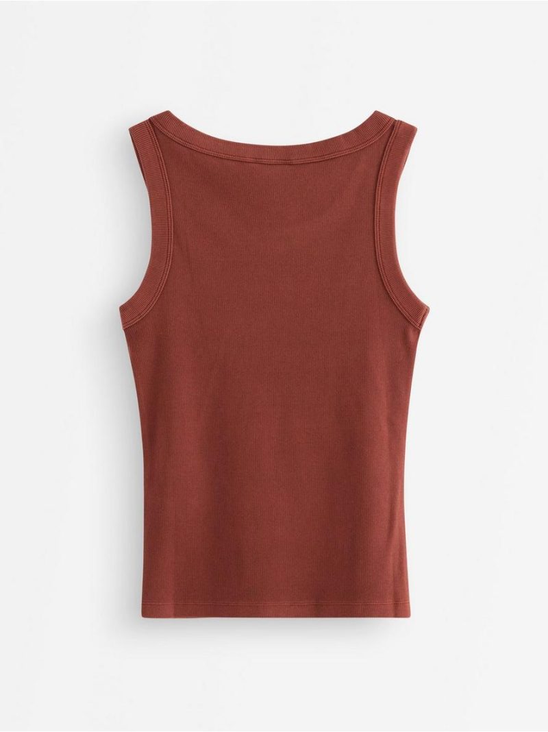 Ribbed tank top in washed cotton - 3011579-9500