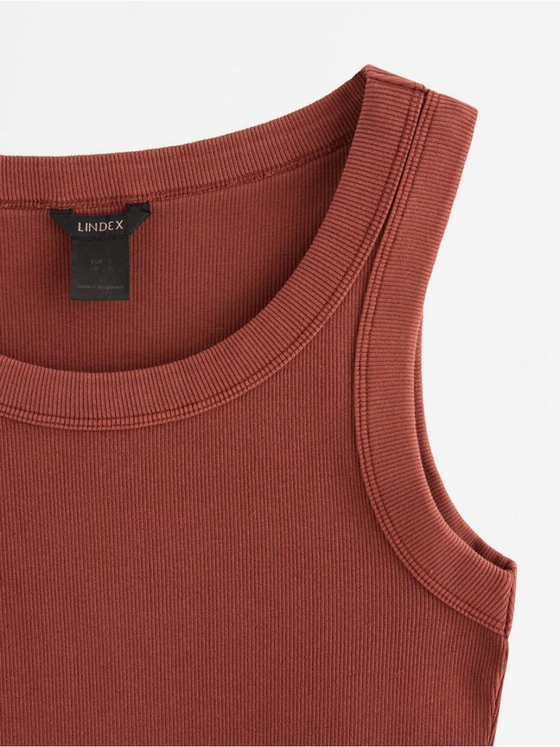 Ribbed tank top in washed cotton - 3011579-9500