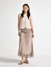 Satin skirt with lace trim - 3011807-7469