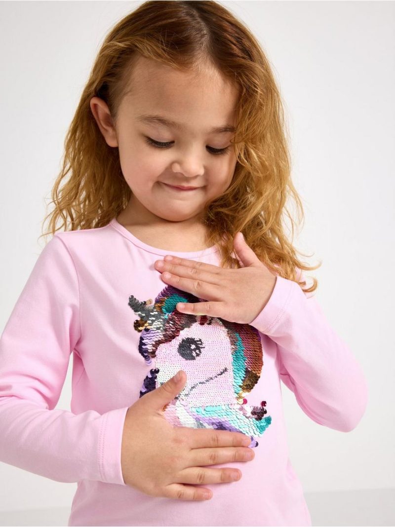 Long-sleeved top with reversible sequins - 3011878-3679