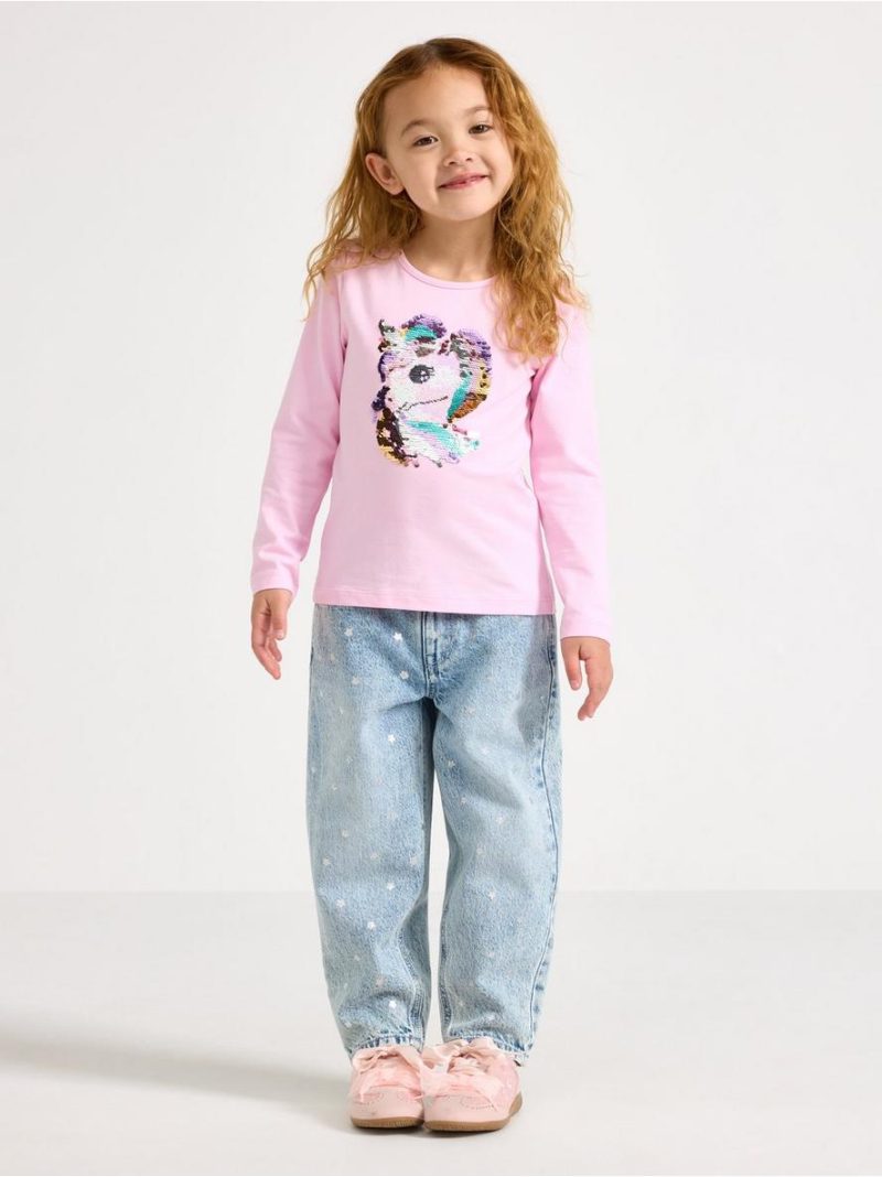 Long-sleeved top with reversible sequins - 3011878-3679