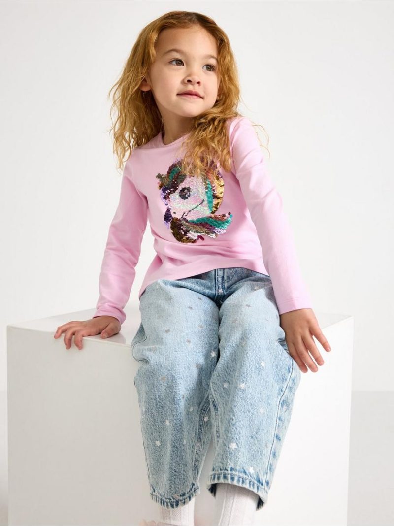 Long-sleeved top with reversible sequins - 3011878-3679
