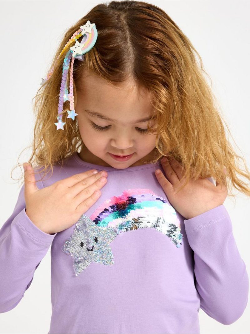 Long-sleeved top with reversible sequins - 3011878-8167