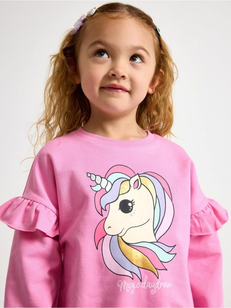 Sweatshirt with unicorn and brushed inside - 3011879-3644
