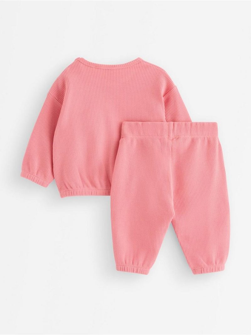 Set with waffled sweatshirt and trousers - 3012056-1065