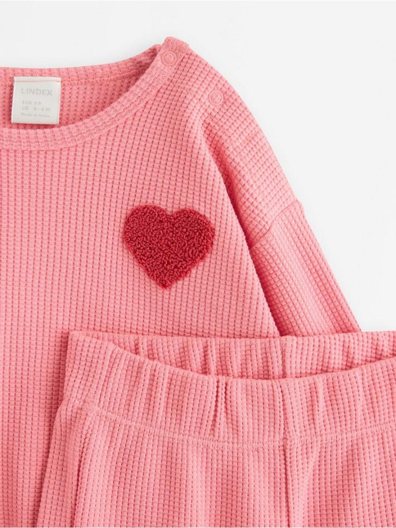 Set with waffled sweatshirt and trousers - 3012056-1065
