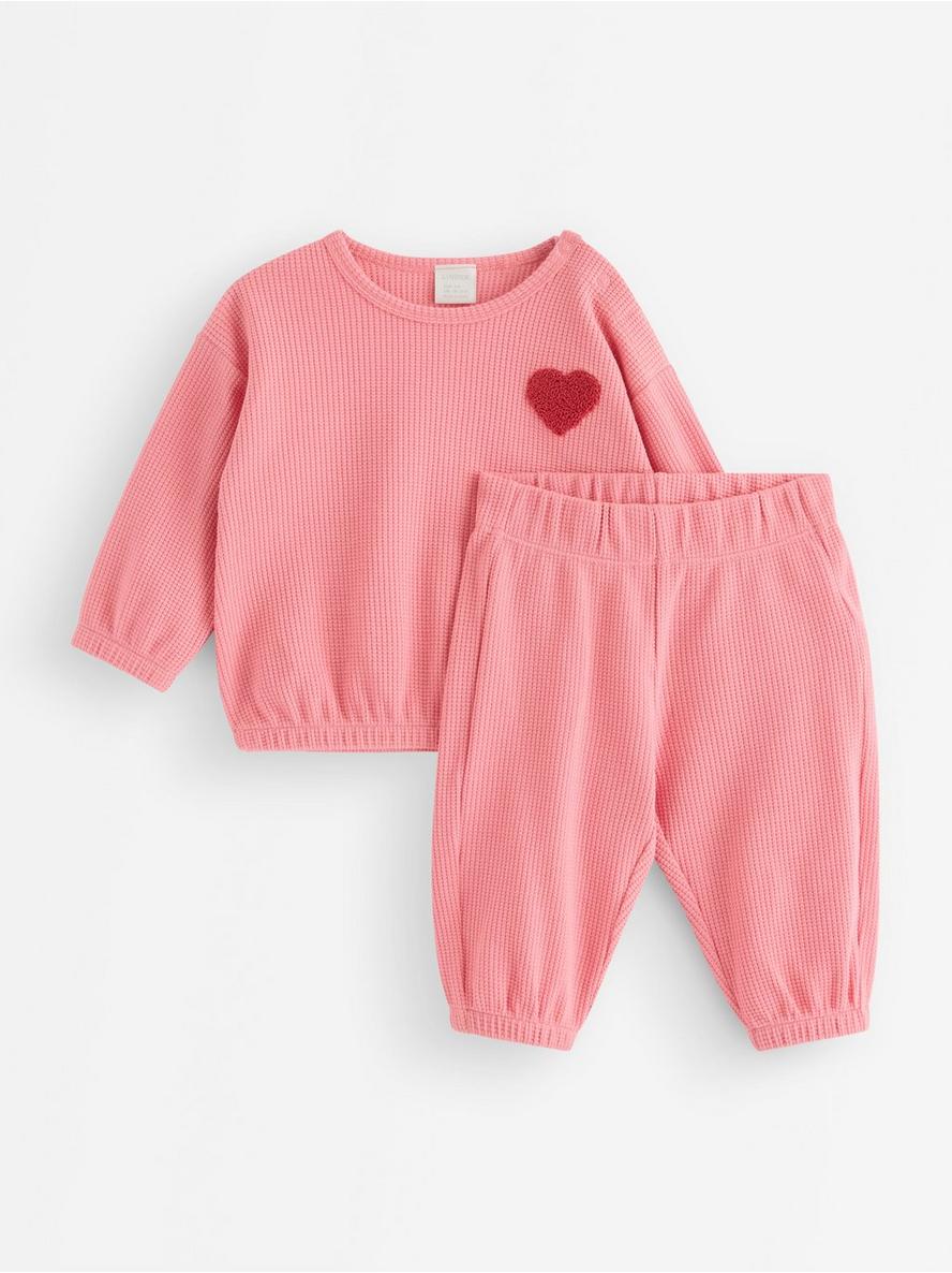 Set with waffled sweatshirt and trousers - 3012056-1065