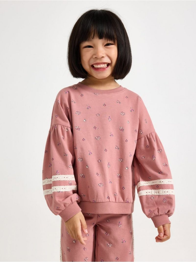 Cropped sweatshirt with puff sleeve - 3012235-7658