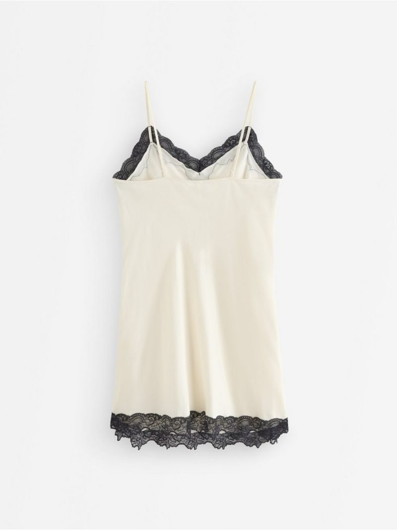 Nightdress in satin with lace trim - 3012316-7159
