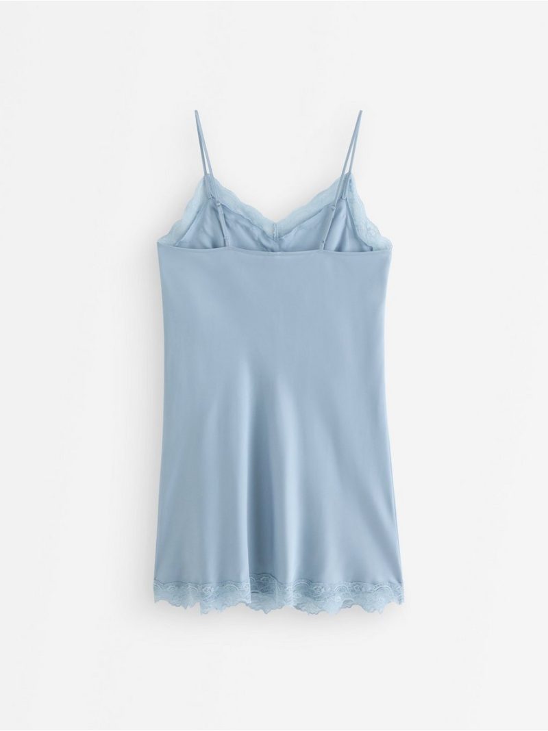 Nightdress in satin with lace trim - 3012316-7954