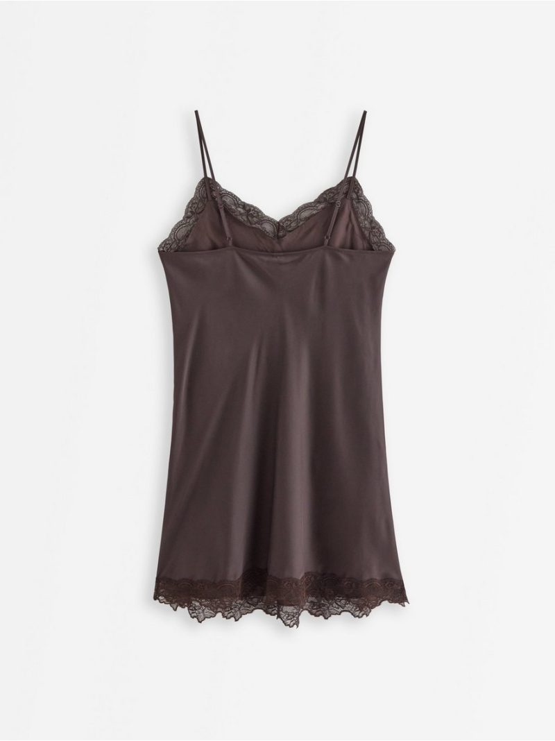 Nightdress in satin with lace trim - 3012316-9631