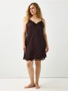 Nightdress in satin with lace trim - 3012316-9631