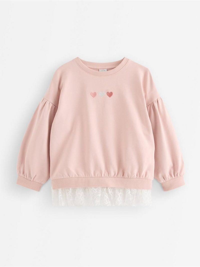Sweatshirt with lace detail and brushed inside - 3012424-6928