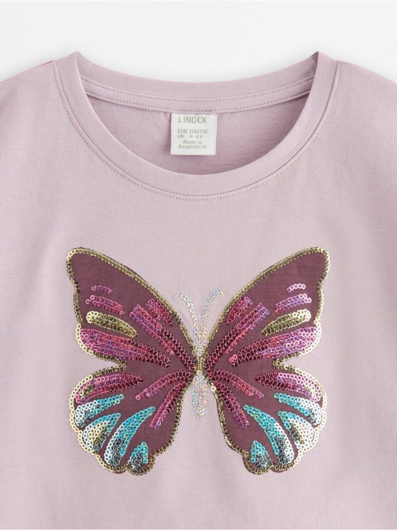 Cropped short-sleeved top with sequins - 3013081-8121