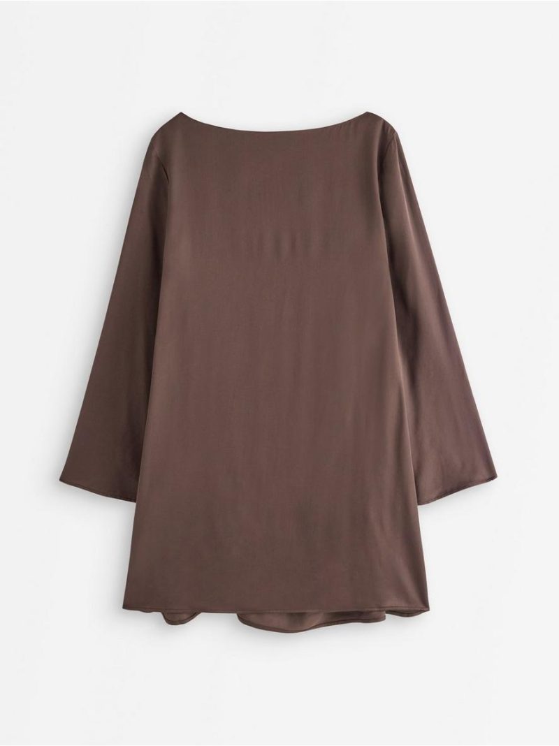 Satin mini dress with flared sleeves - 3013292-1863
