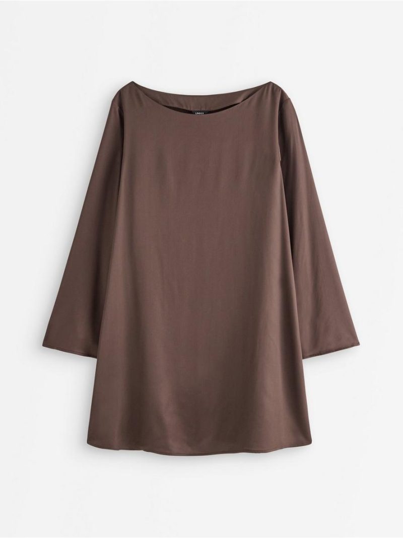 Satin mini dress with flared sleeves - 3013292-1863