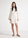 Satin mini dress with flared sleeves - 3013292-7403