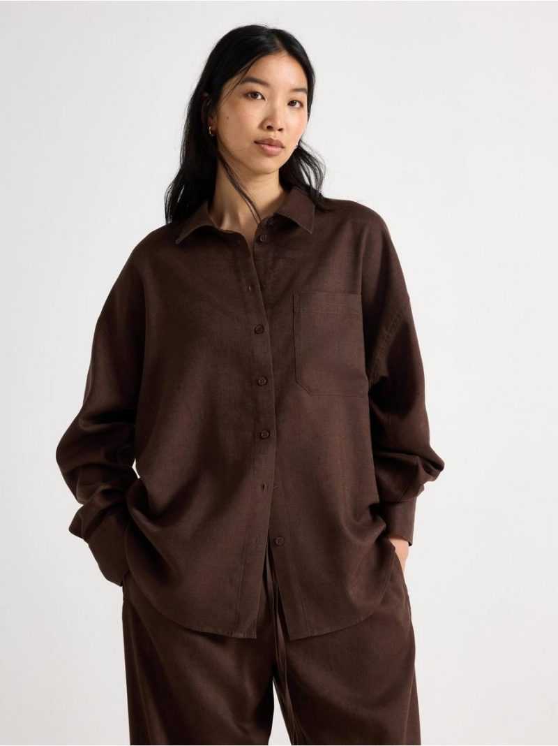 Long-sleeved shirt in linen blend - 3013404-1863