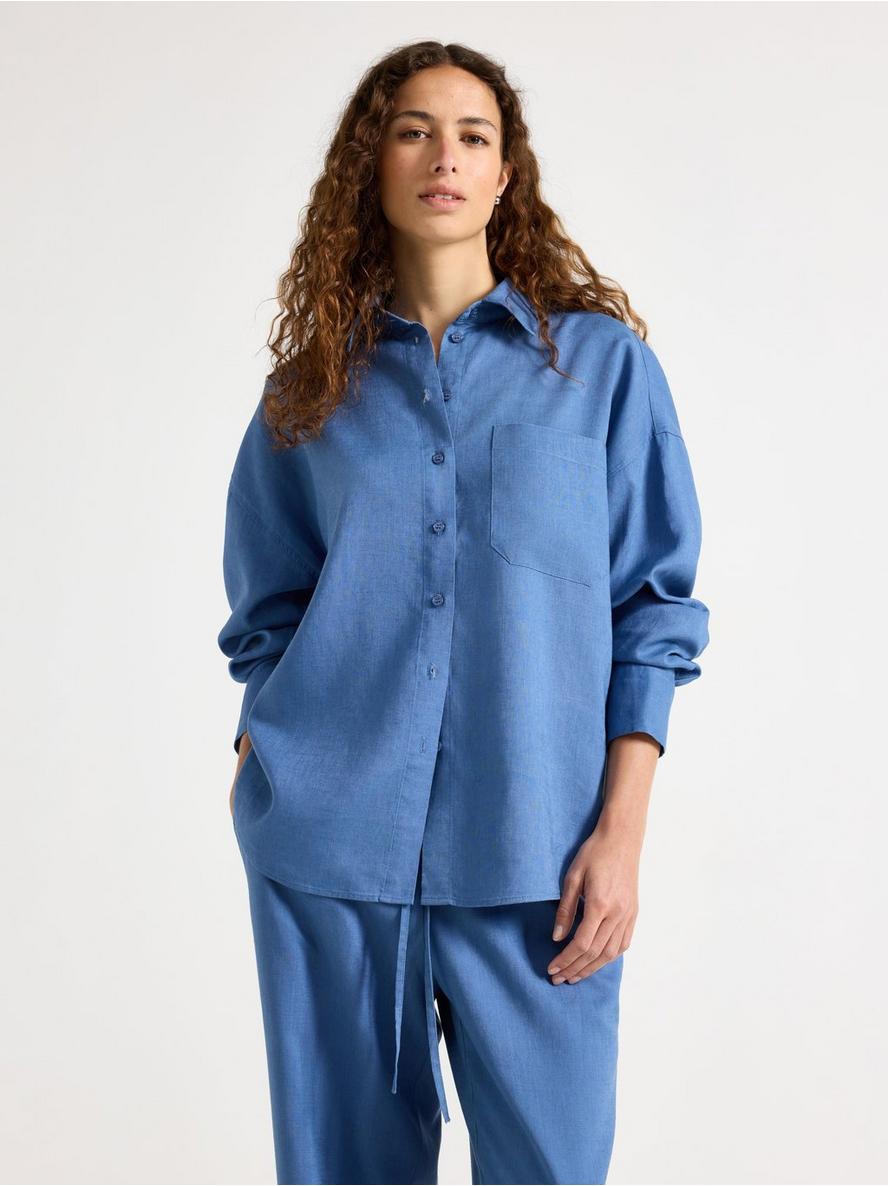 Long-sleeved shirt in linen blend - 3013404-9614