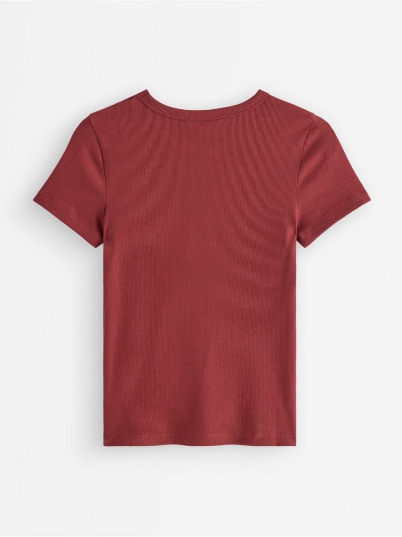 Short-sleeved ribbed top - 3008467-9500