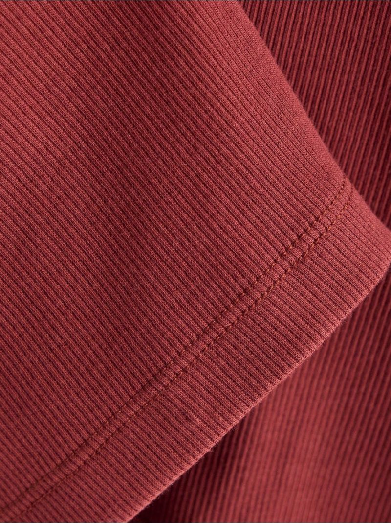 Short-sleeved ribbed top - 3008467-9500