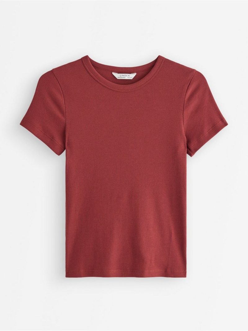 Short-sleeved ribbed top - 3008467-9500