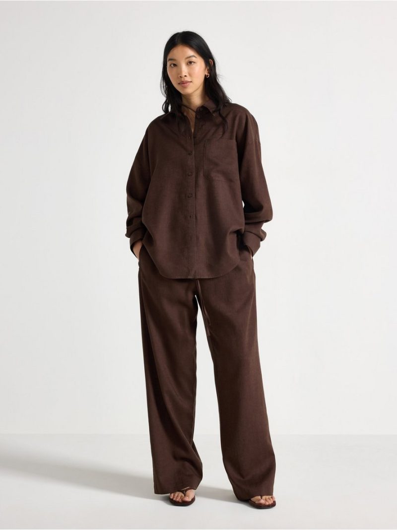 Wide trousers in linen blend - 3010539-1863