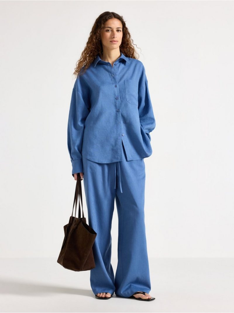 Wide trousers in linen blend - 3010539-9614
