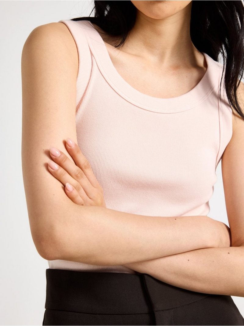 Ribbed tank top in washed cotton - 3011579-3632