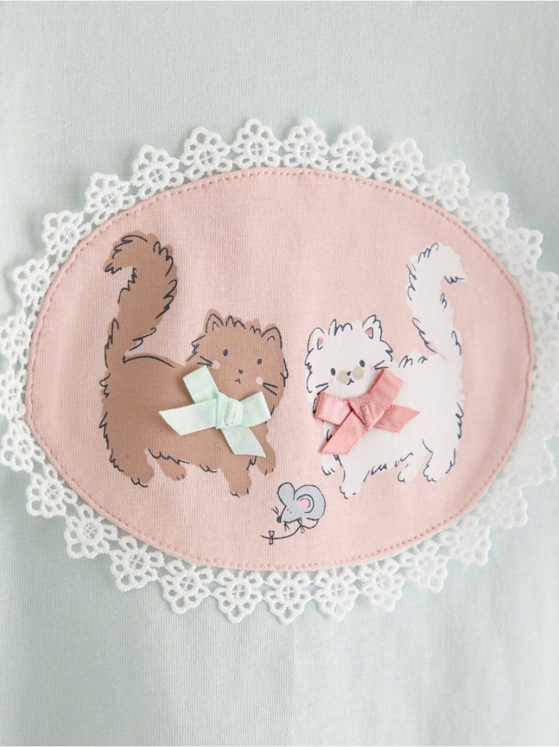 Long-sleeved top with cat motif - 3012227-7654