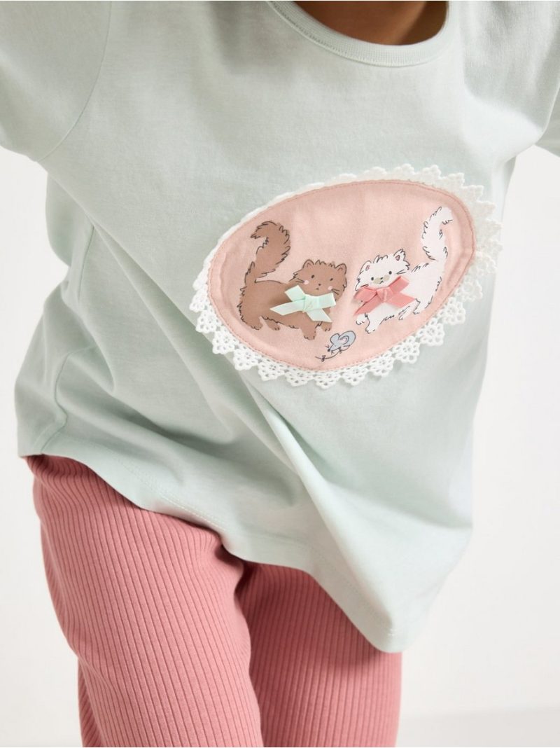 Long-sleeved top with cat motif - 3012227-7654
