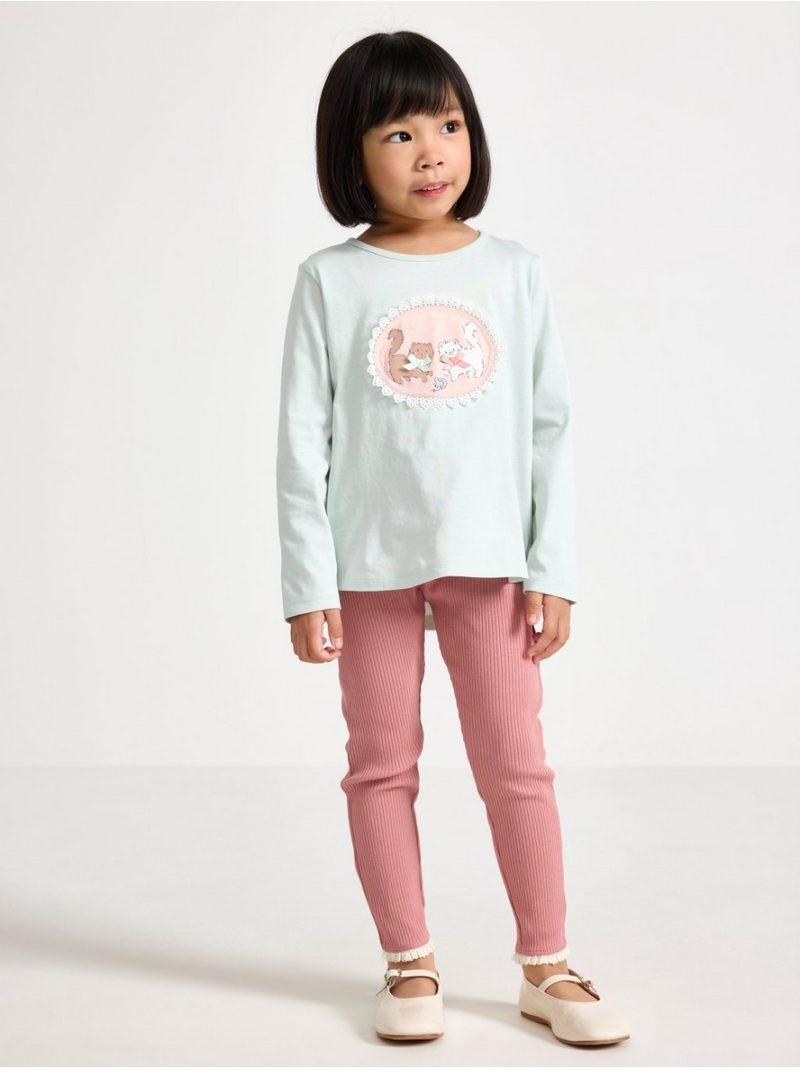 Long-sleeved top with cat motif - 3012227-7654
