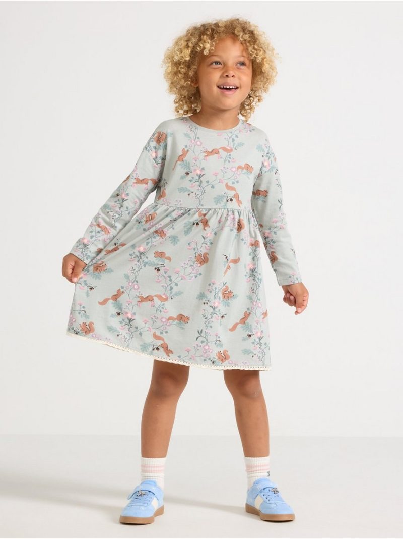- Long sleeved jersey dress Long sleeved jersey dress - 3012389-7986
