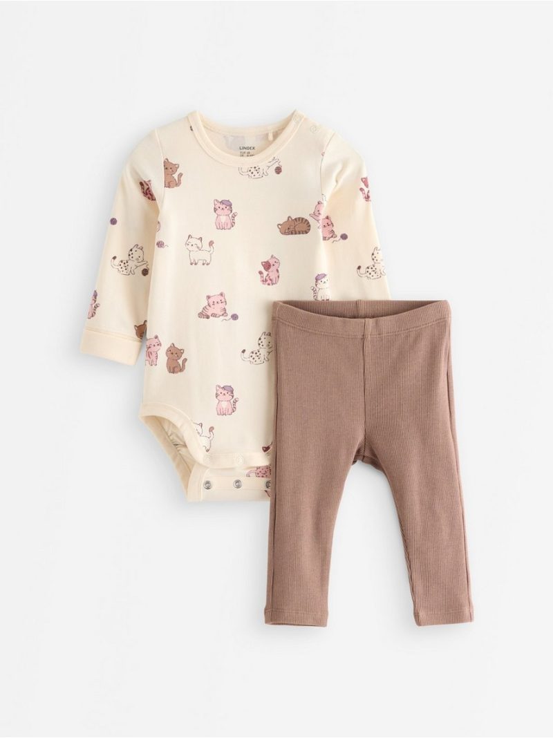 - Set with bodysuit and ribbed leggings Set with bodysuit and ribbed leggings - 3012709-3675
