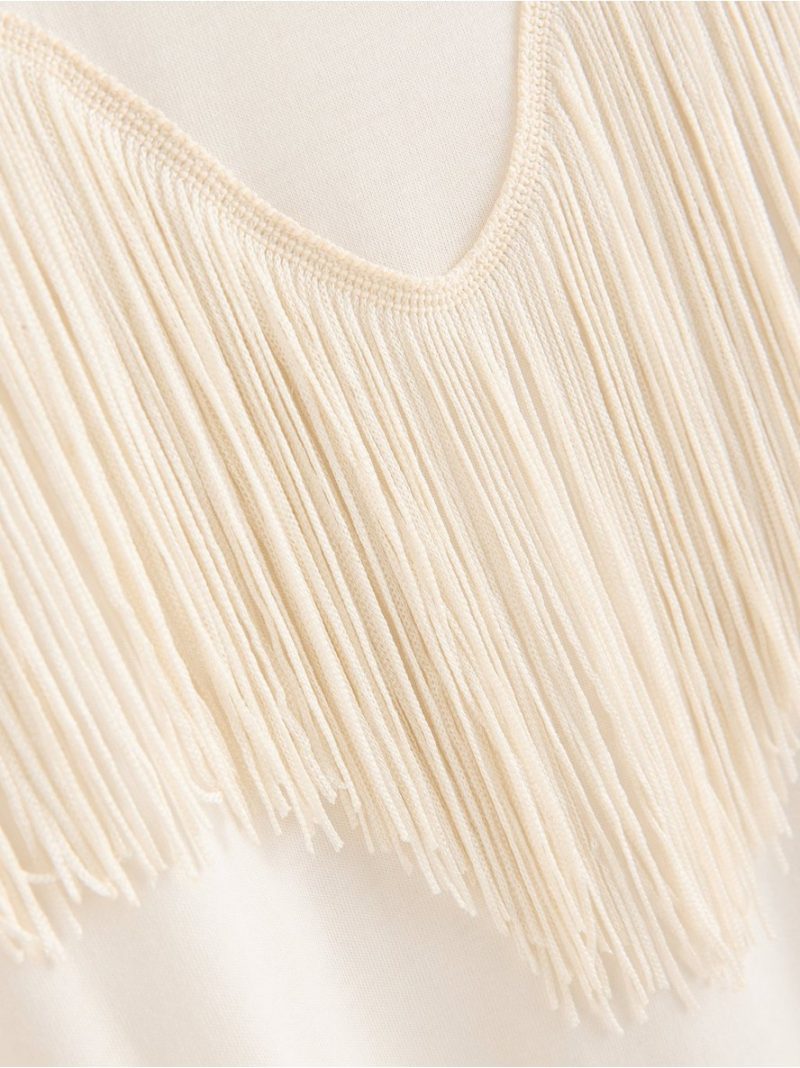 Jersey top with fringes - 3013230-1418