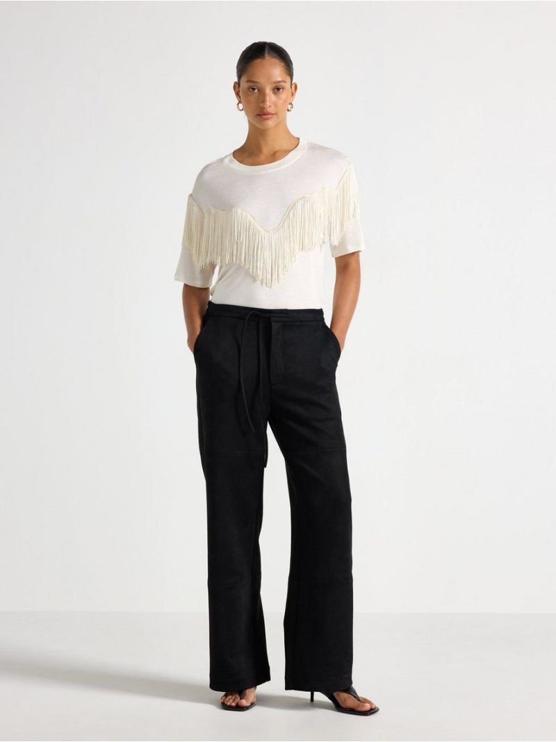 Jersey top with fringes - 3013230-1418