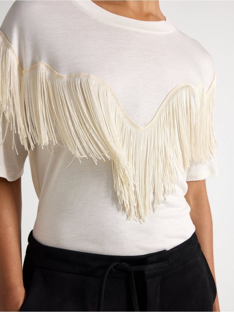 Jersey top with fringes - 3013230-1418