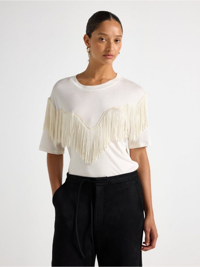 Jersey top with fringes - 3013230-1418