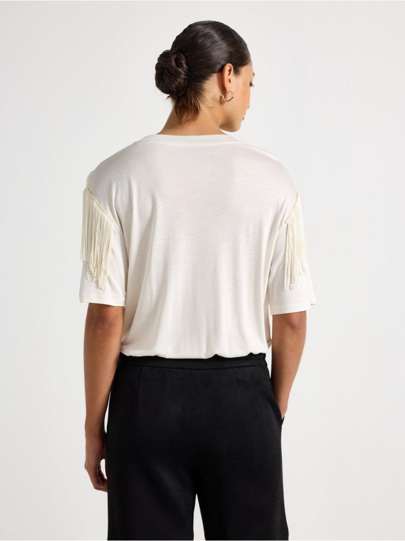 Jersey top with fringes - 3013230-1418