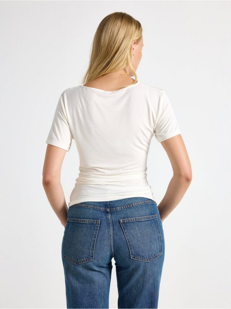 Short-sleeved top with gathering - 3013324-1418