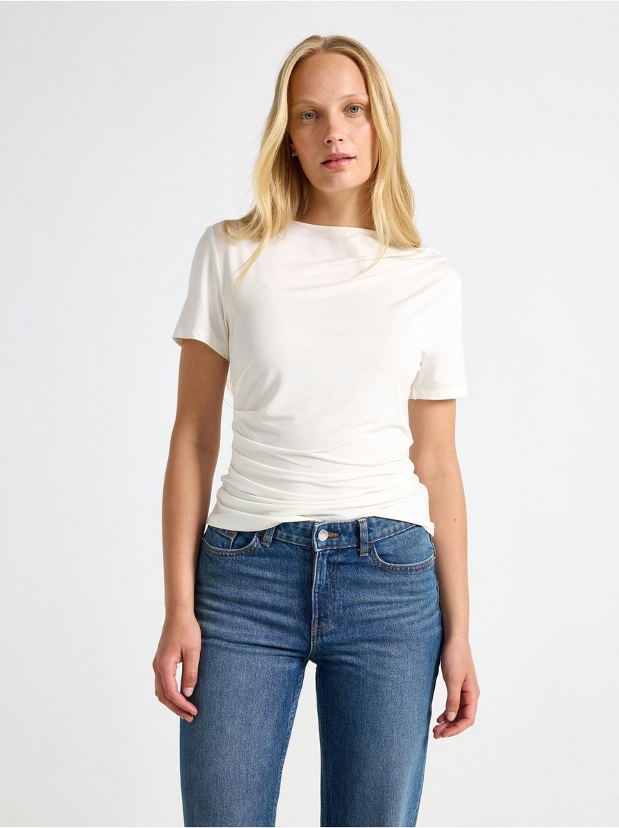 Short-sleeved top with gathering - 3013324-1418