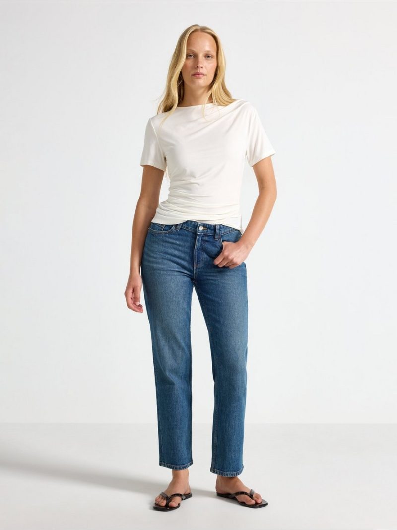 Short-sleeved top with gathering - 3013324-1418
