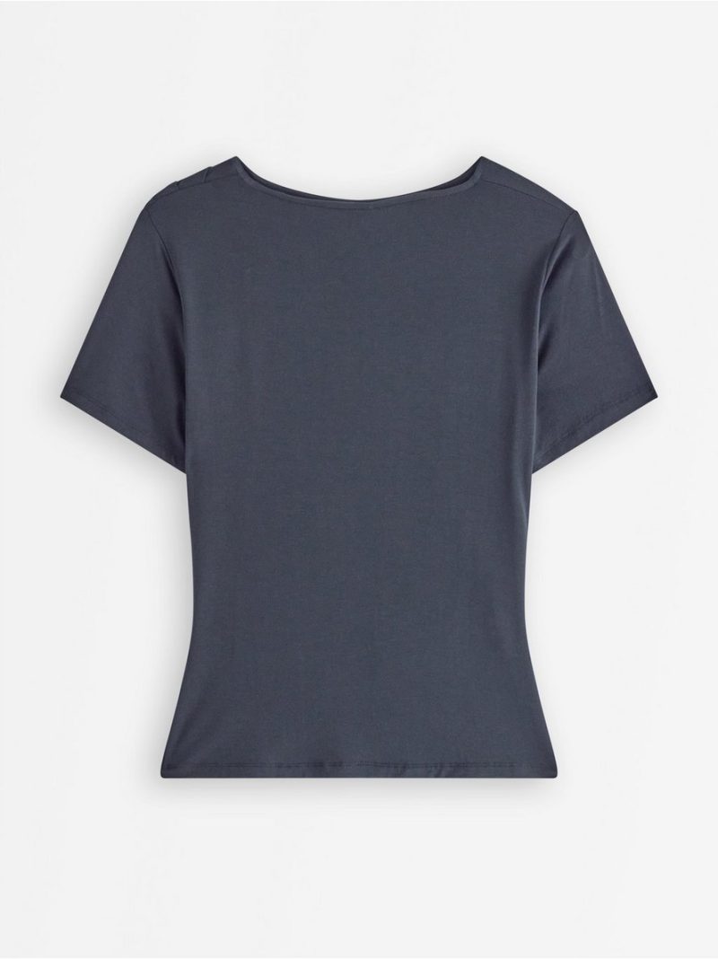 Short-sleeved top with gathering - 3013324-7318