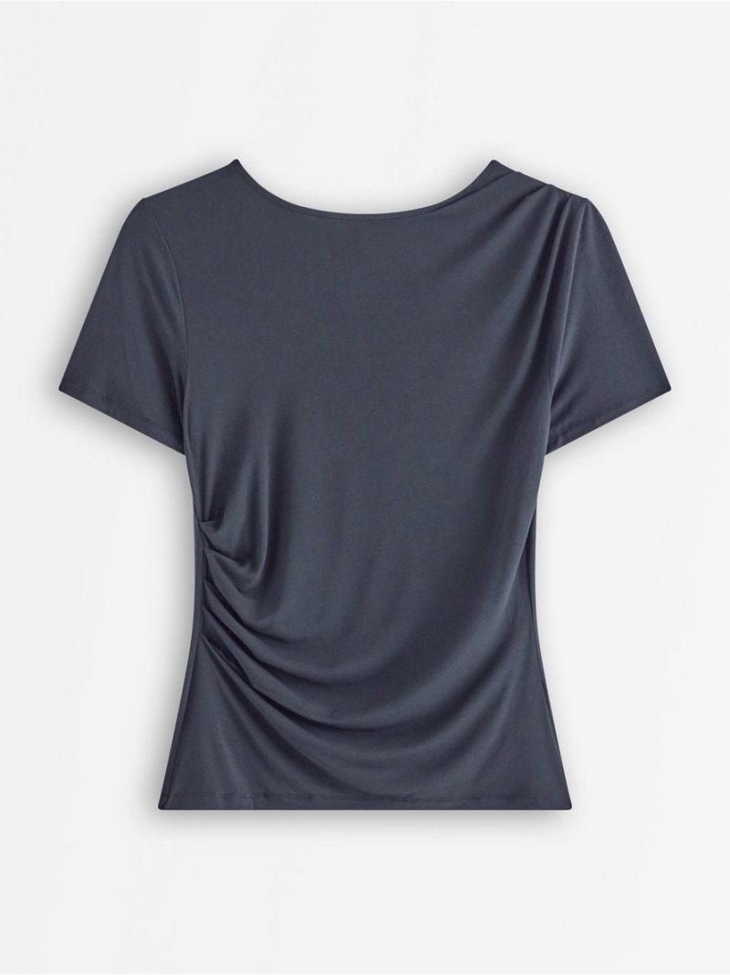 Short-sleeved top with gathering - 3013324-7318