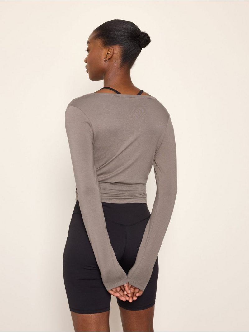 Long-sleeved wrap top - 3013796-8176