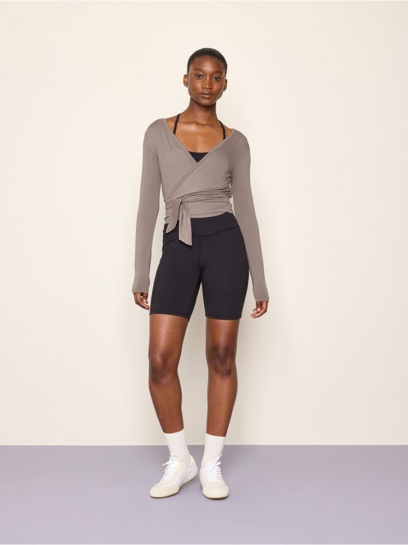 Long-sleeved wrap top - 3013796-8176