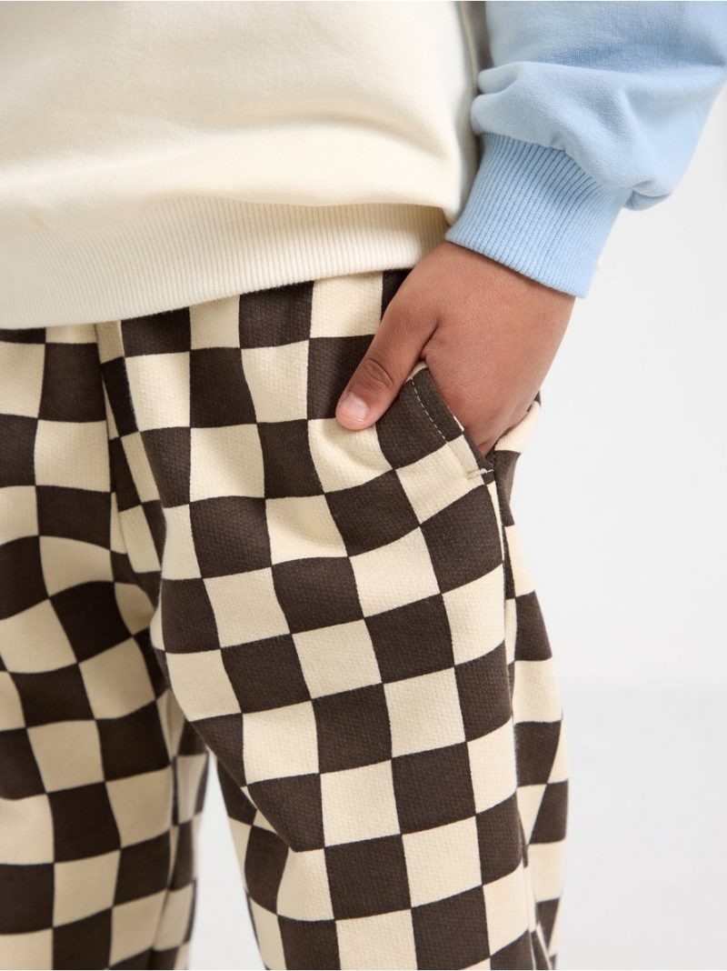 Checked joggers with brushed inside - 3014096-7317