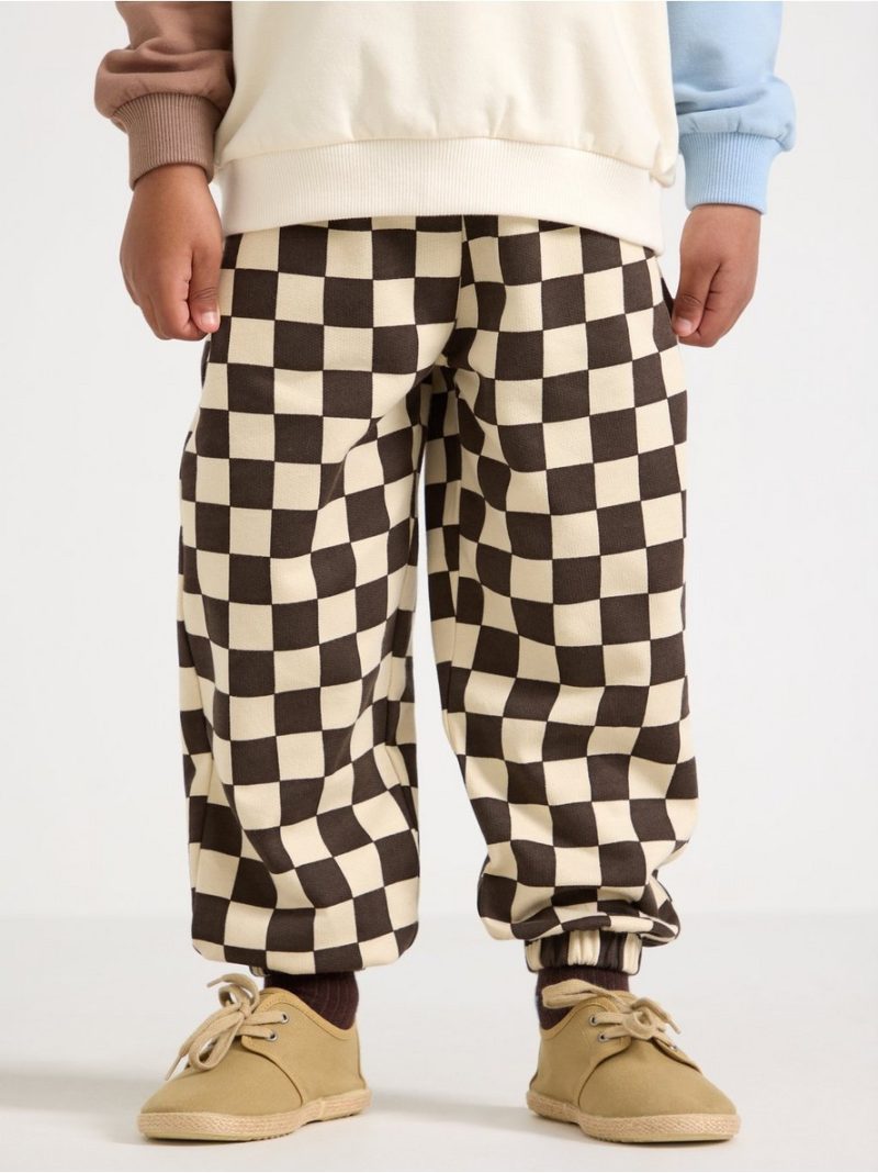 Checked joggers with brushed inside - 3014096-7317