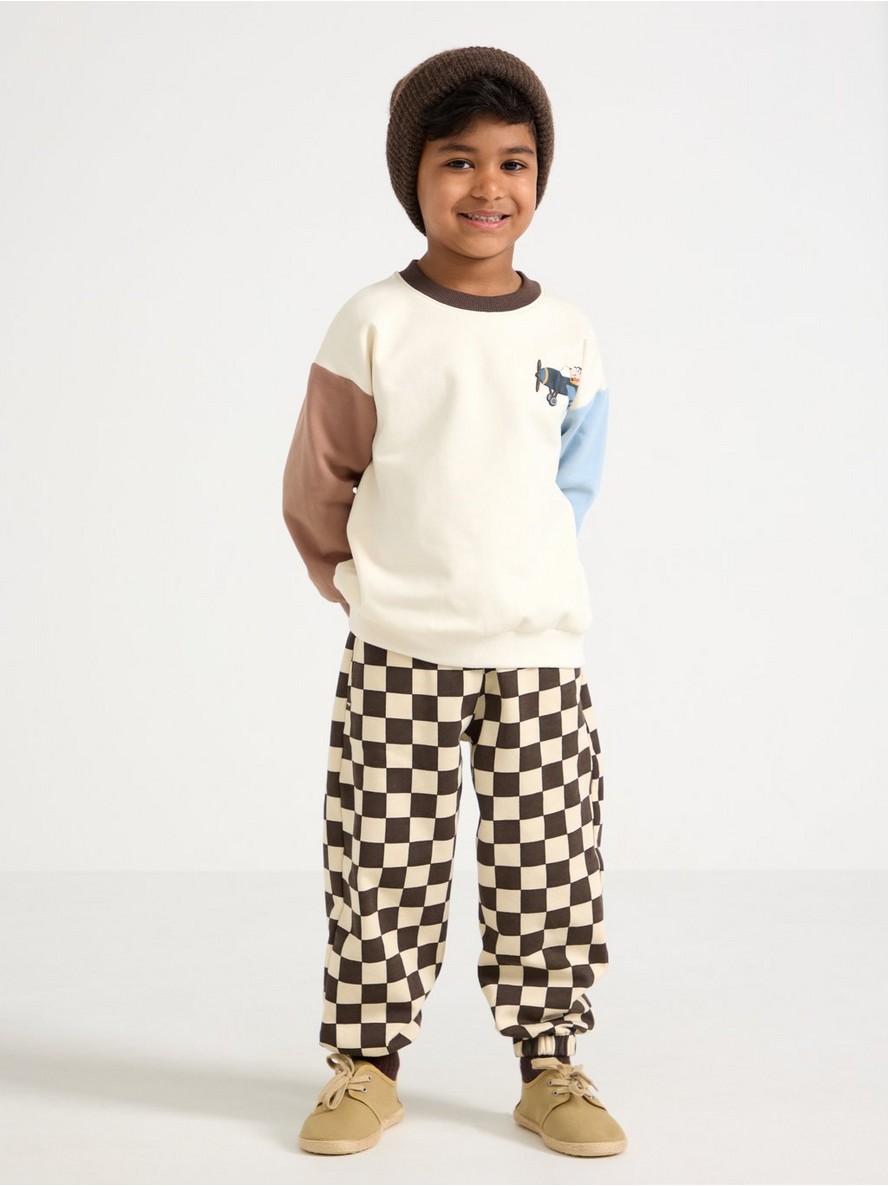 Checked joggers with brushed inside - 3014096-7317