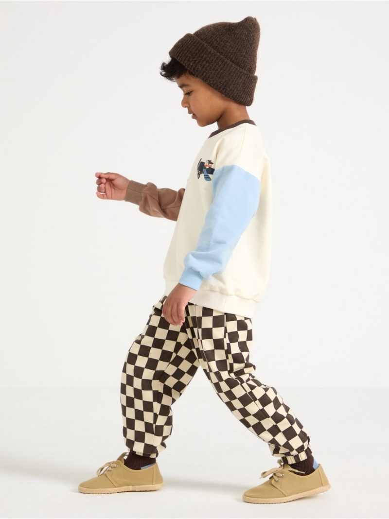 Checked joggers with brushed inside - 3014096-7317
